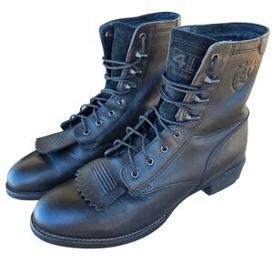Ariat Heritage Lacer Kiltie Western Boots Women's 7B Black Leather
